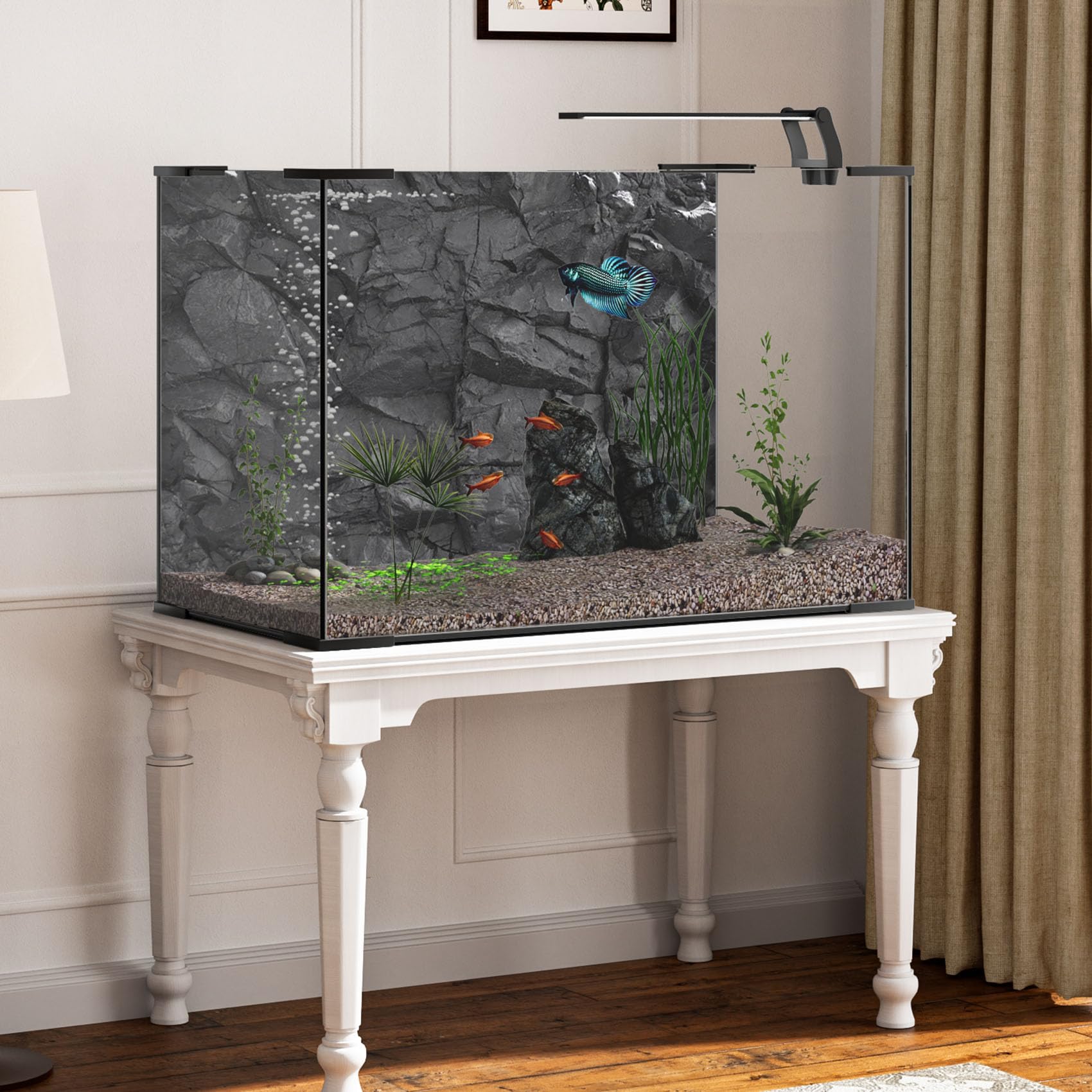 91x50cm Stone Aquarium Background Black Rock Fish Tank Poster Backdrop Rocky Terrarium Background Vinyl Background — view 5