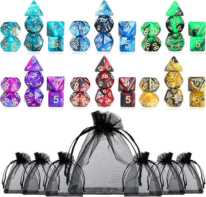42 Pieces DND Dice Set, Polyhedral Dice with Storage Bags