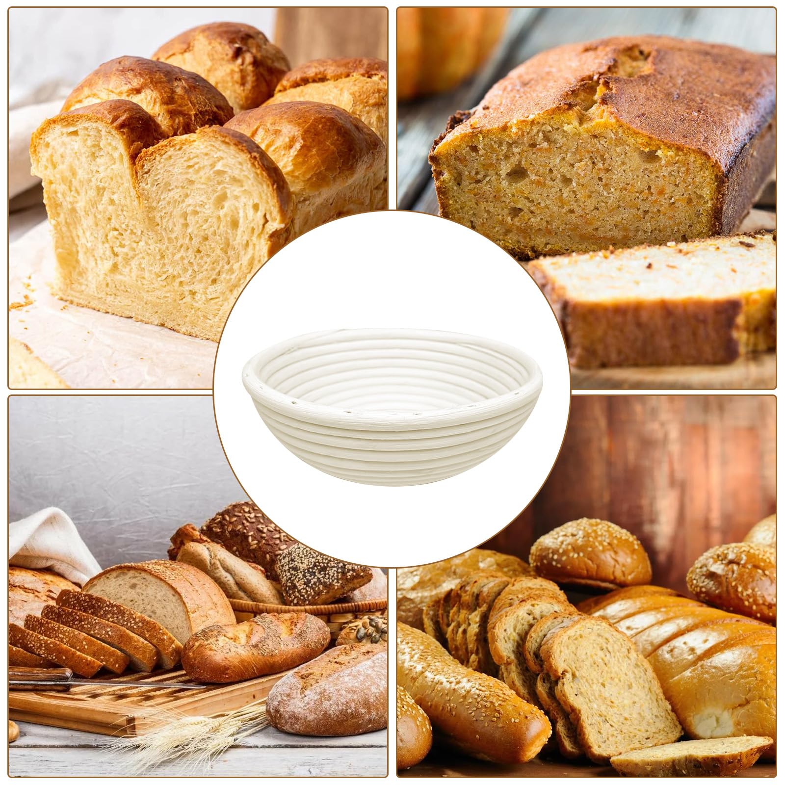 2 Pezzi Cesto Lievitazione, Cestino da Lievitazione, Cesto in Rattan Naturale con Tela di Lino, Accessori per La Cottura Del Pane, Cestino per La Fermentazione, per Cottura