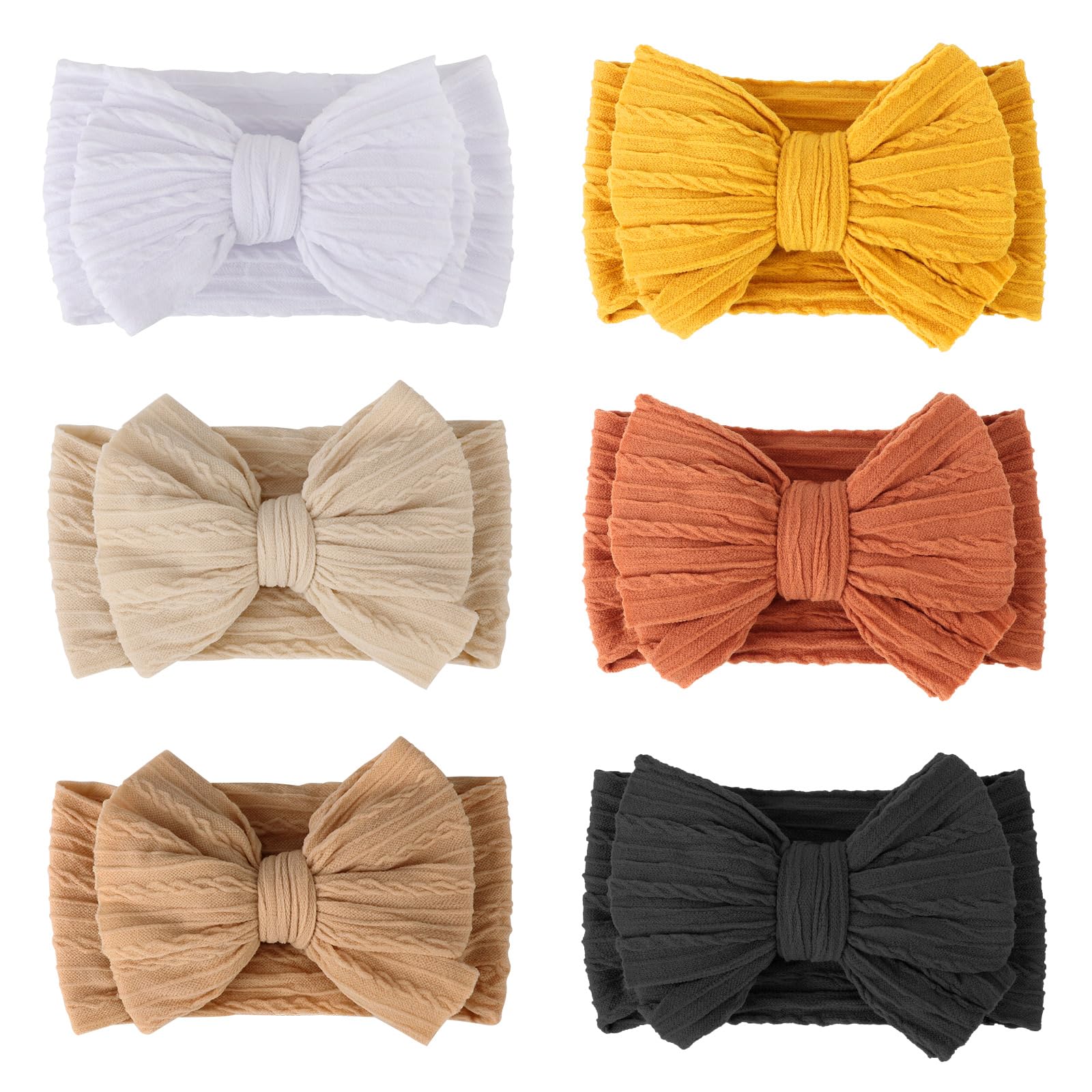 DRESHOW 6 Pack Baby Headbands for Girls Newborn Baby Nylon Headbands with Bows Hair Accessories