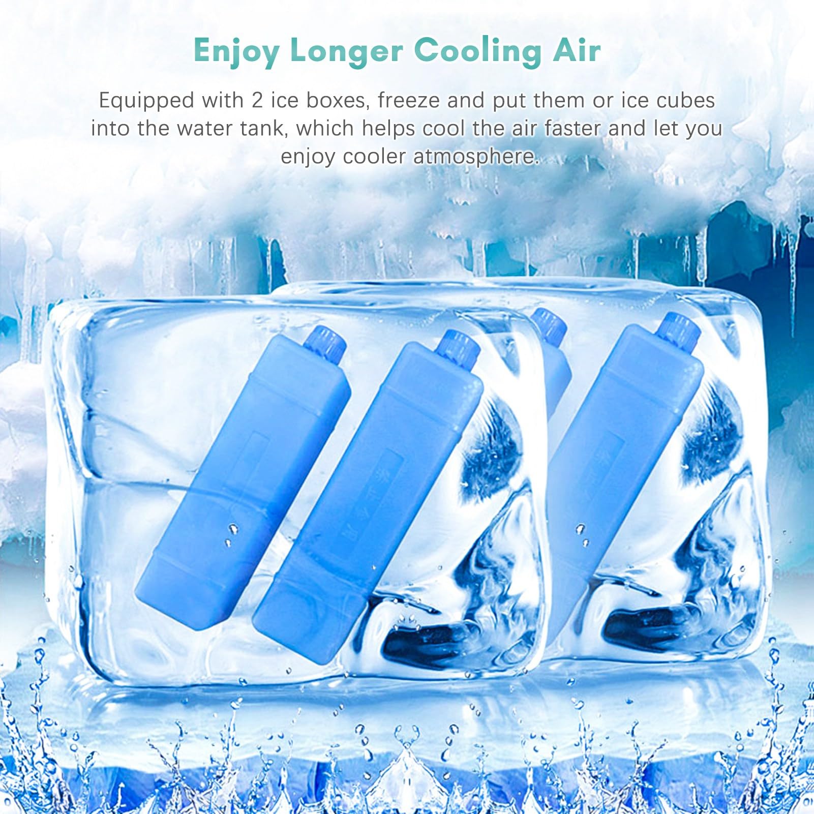 Aire acondicionado,HUIOP Ventilador de aire acondicionado portátil, enfriador evaporativo, máquina de enfriamiento de 3 velocidades con temporizador de 7,5 horas con Control remoto para habitación, ho
