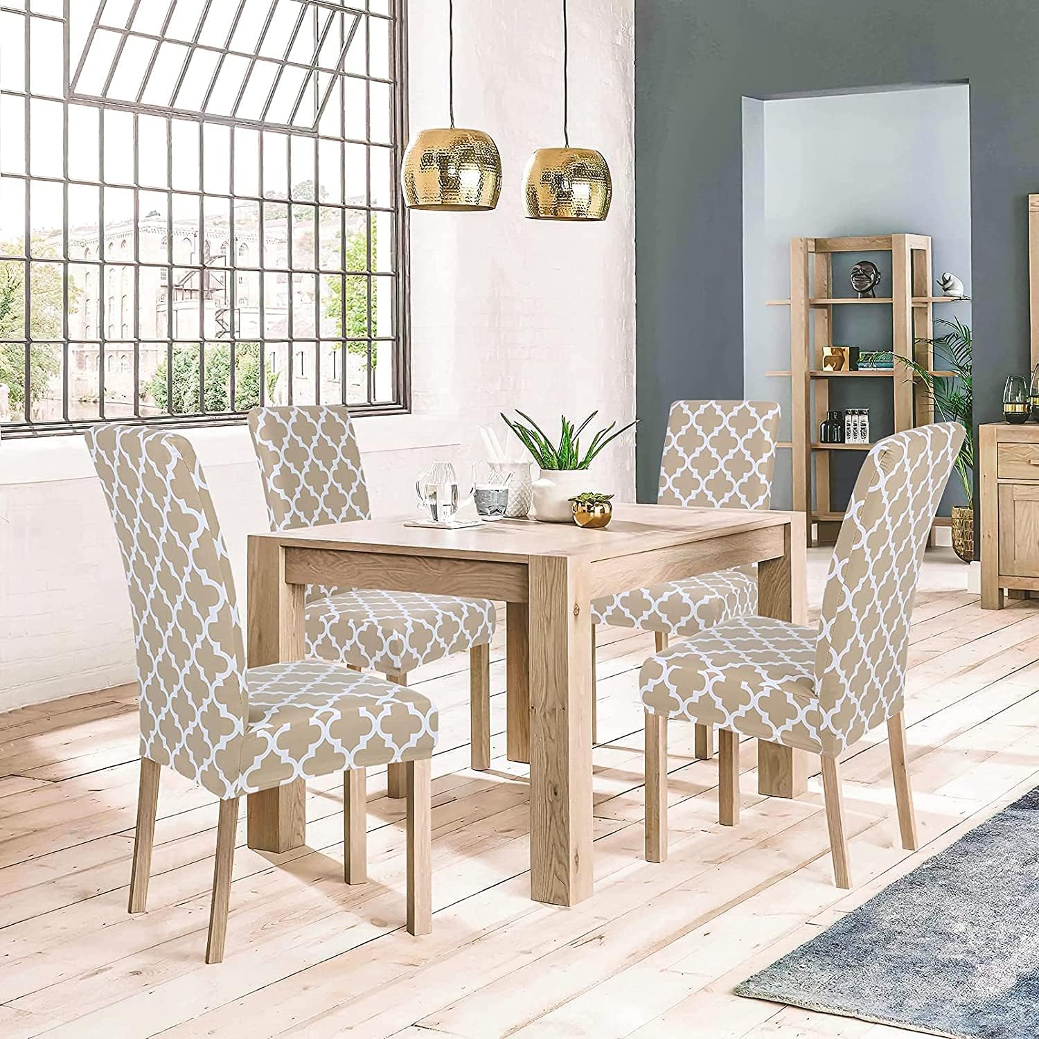 Home Solution Set of 4 Print All Over Elastic Chair Cover-image-0