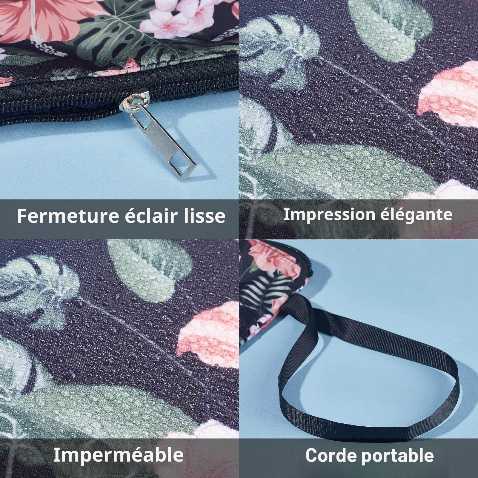 craspire Boho Fleur Libellule Pochette de Livre avec Poche à Fermeture Éclair Cadeaux pour Les Amateurs de Livres Mandala Lotus Couverture Rigide Pochette de Livre Étanche Sac de Protection Housse
