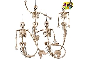 JOYIN 4PCS Realistic Life Size Skeleton Mermaid Decorations