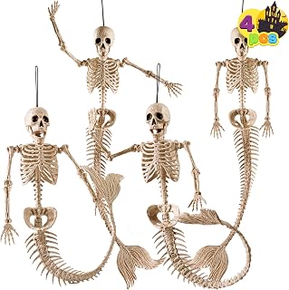 JOYIN 4 PCS 20” Halloween Mermaid Skeleton Plastic Bones with Posable Joints for Photo Props Decorations, Trick or Treat Decor, Spooky Scene Party Favors