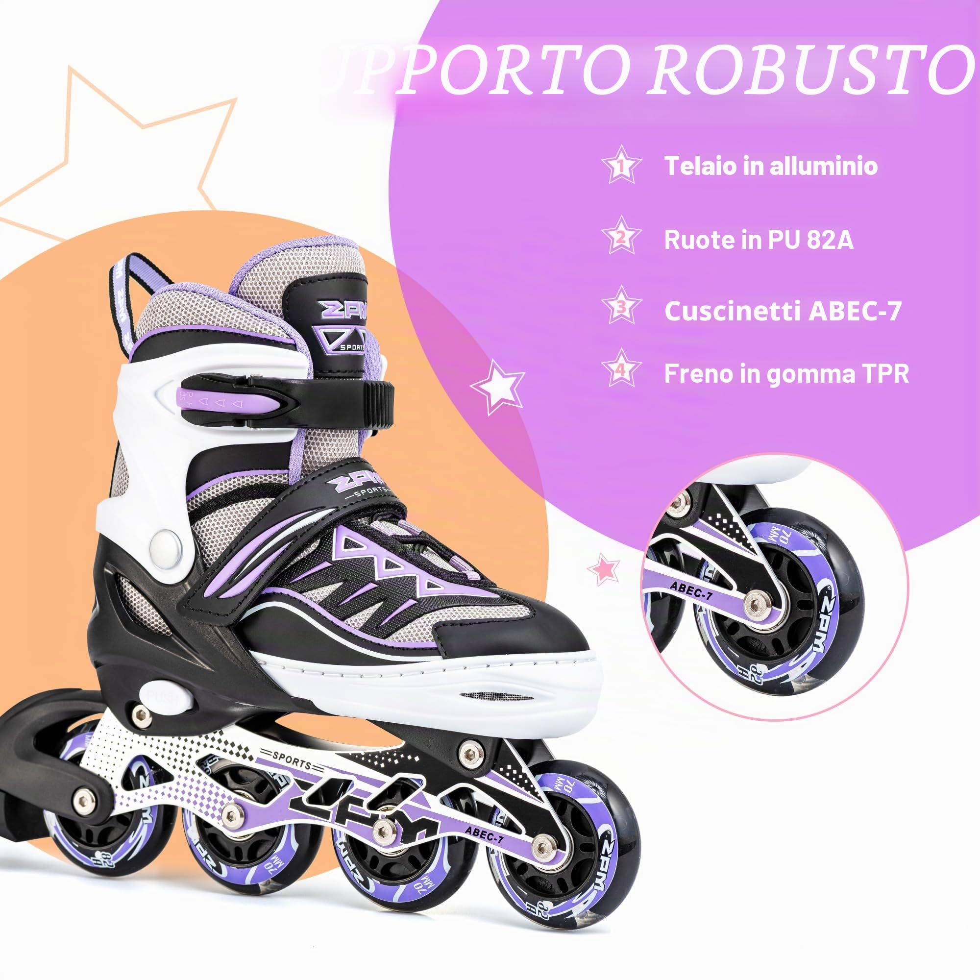 Pattini in linea Cytia 2PM SPORTS Ragazza Regolabili Ruote PU 82A Bambini