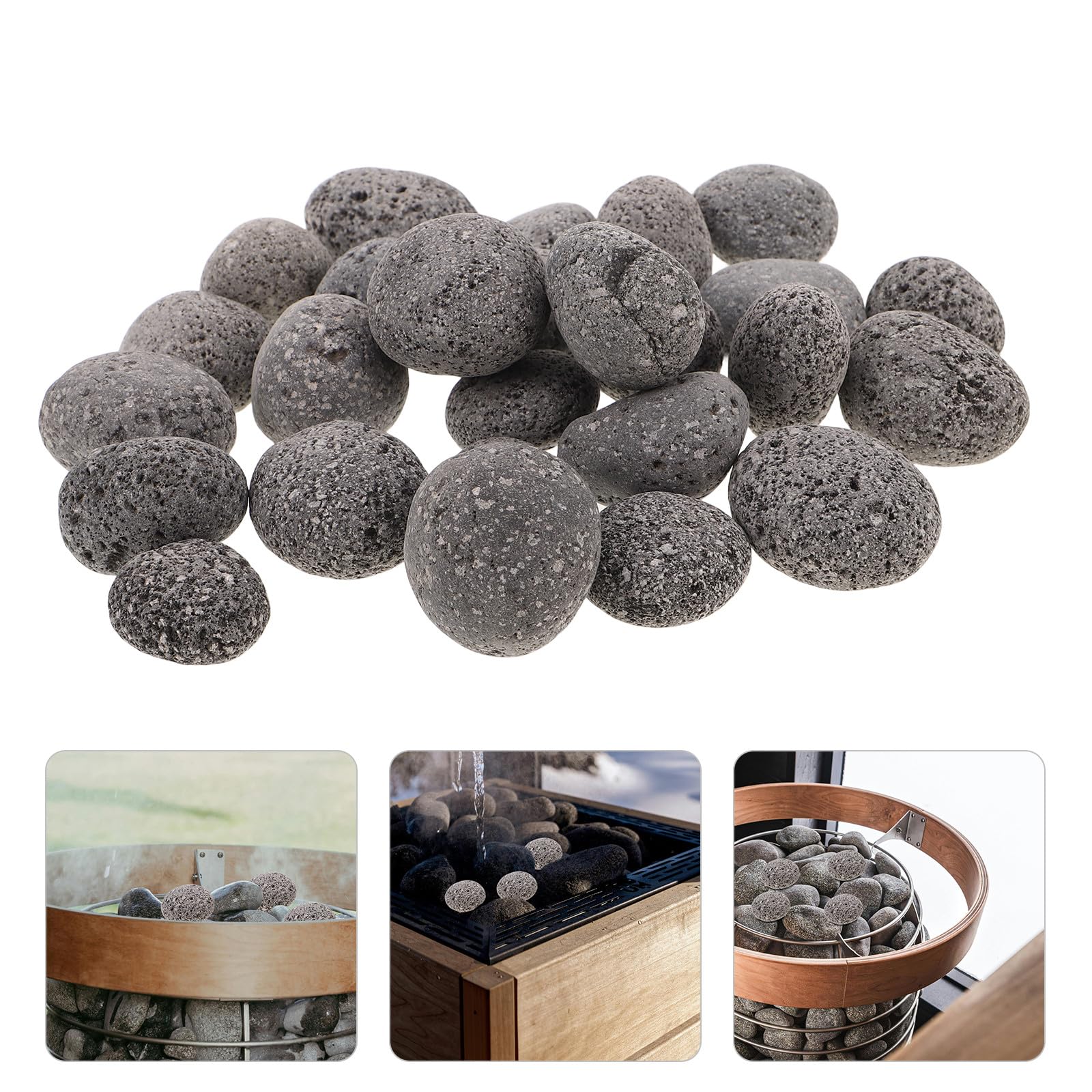 DECHOUS Saunaofensteine 1kg Naturstein Schwarz für Heizgeräte