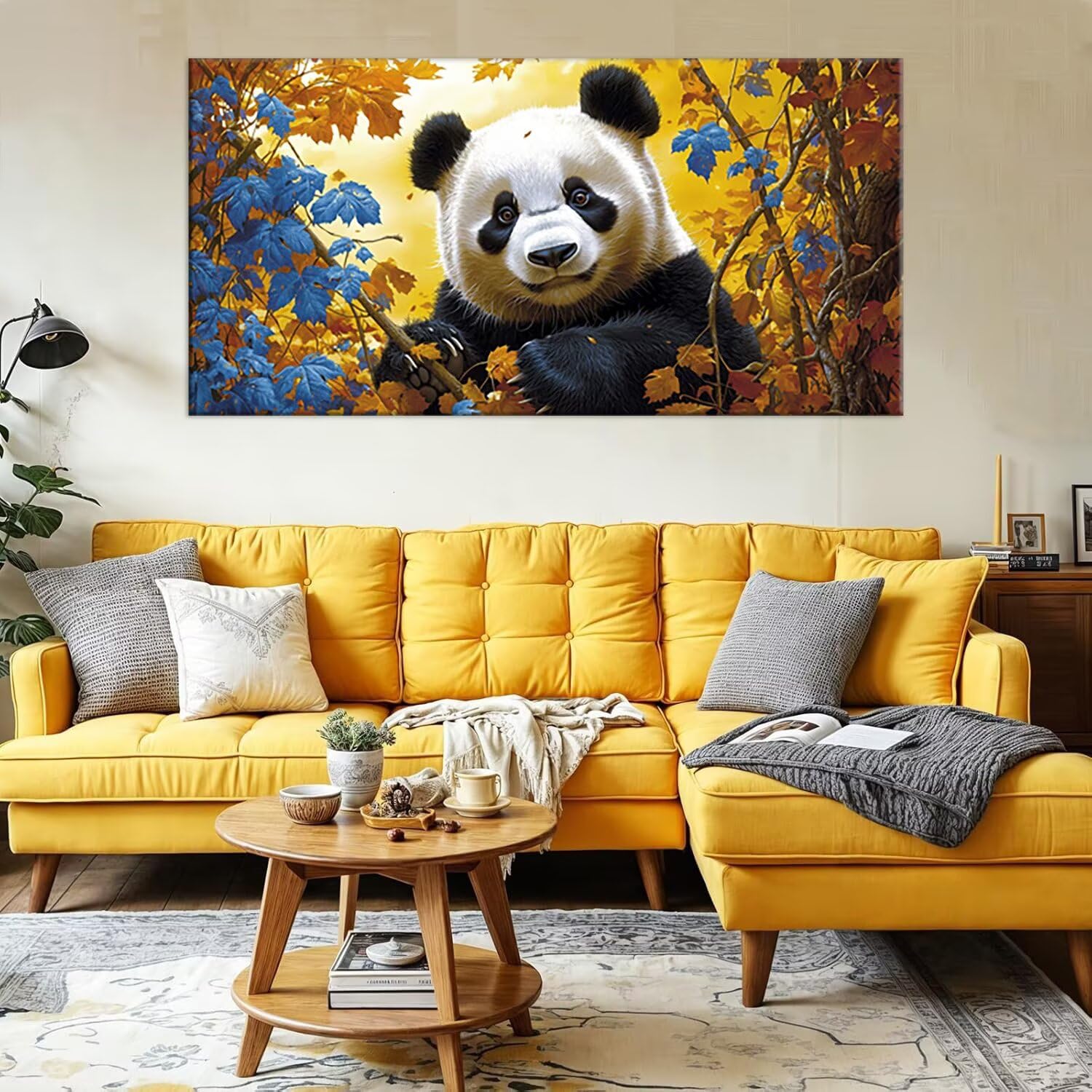 Malowanie według numerów dorosłych zwierzęta: Panda, obrazy do malowania według numerów, zestaw do malowania olejnego na płótnie DIY z pędzlami, Pigment akrylowy, dekoracja domu 60 x 120 cm bez ramki