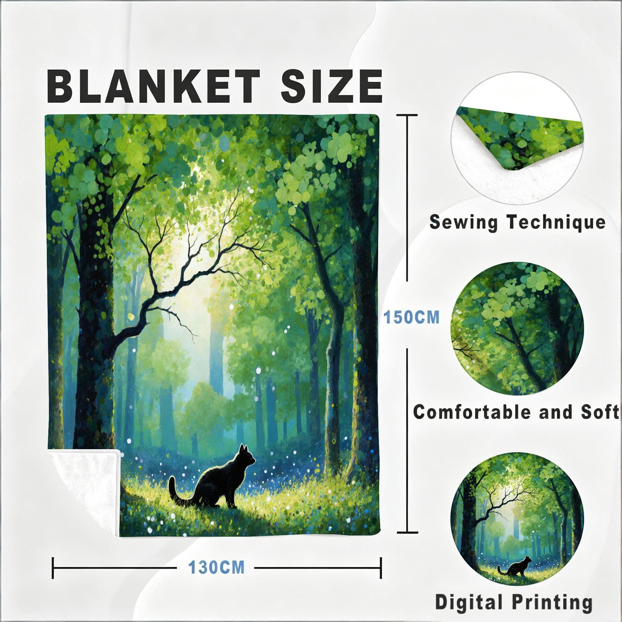 Coperta Matrimoniale 180x200 Foresta Verde Pile Flanella Motivo-A75