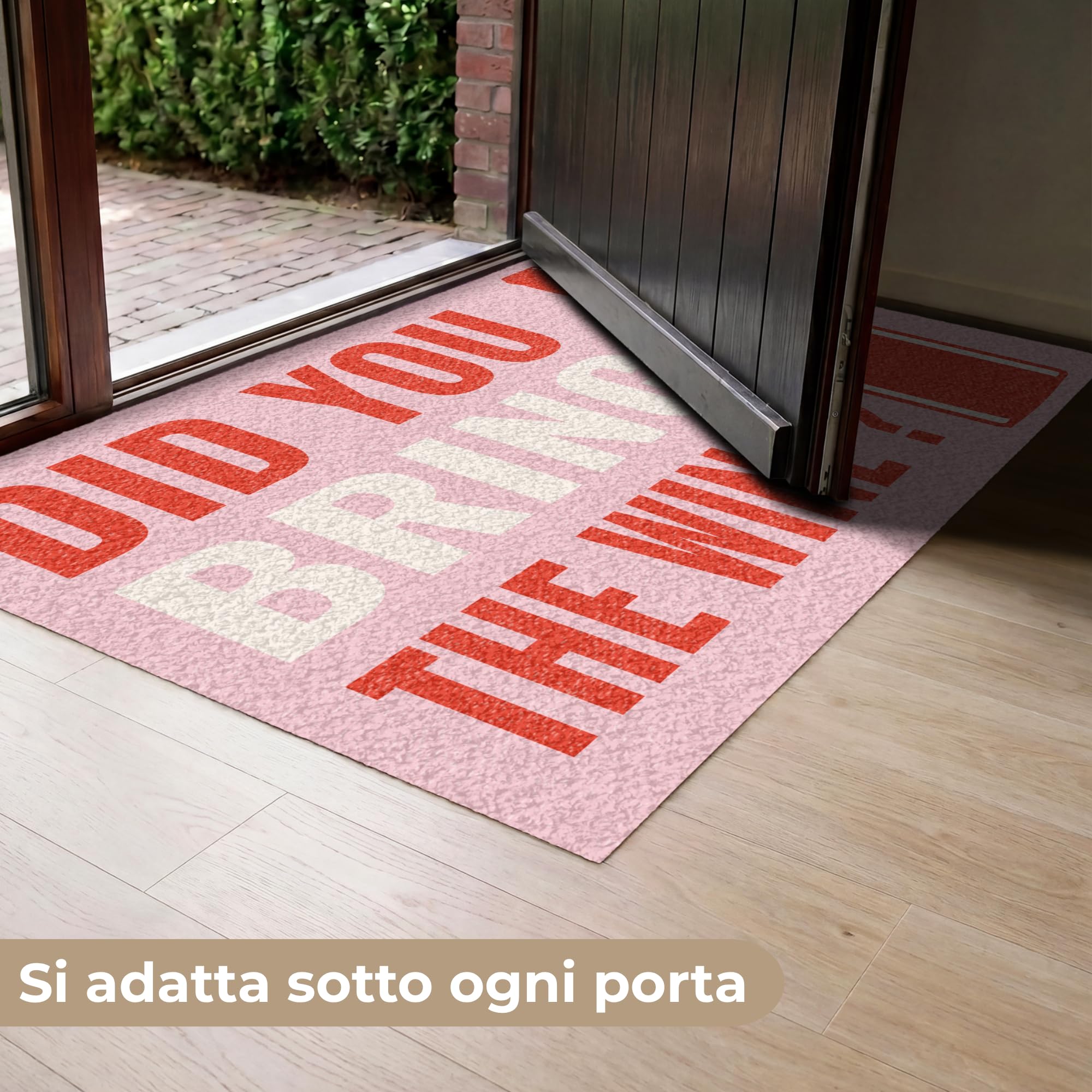 MuchoWow© Zerbino Zerbini Tappeto Ingresso Esterni Pizza Città Vino Rosa | 80x120 cm - Prosecco Stretto Calcio Birra Home Amore Famiglia