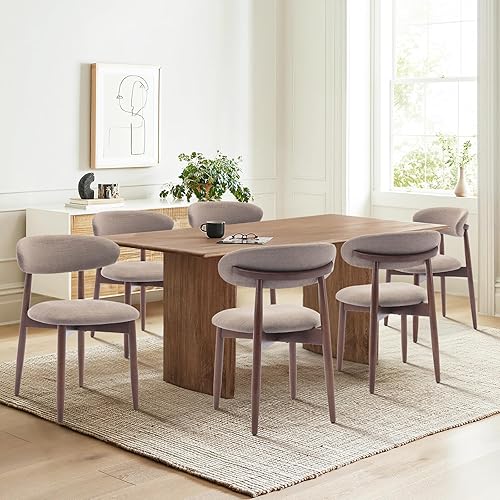 Miniatura 23 de COLAMY Juego de 6 sillas de comedor de madera, sillas de comedor tapizadas en tela moderna, sillas laterales de cocina estilo granja con reposapiés,