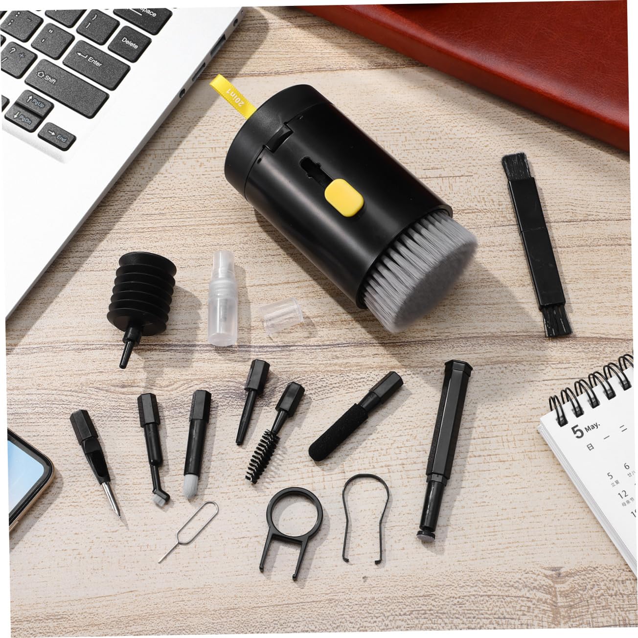 Happyyami Kit De Limpieza para Portátiles Limpiador De Teclado y Auriculares Herramienta De Limpieza De Lentes De Cámara para Dispositivos Electrónicos Negro