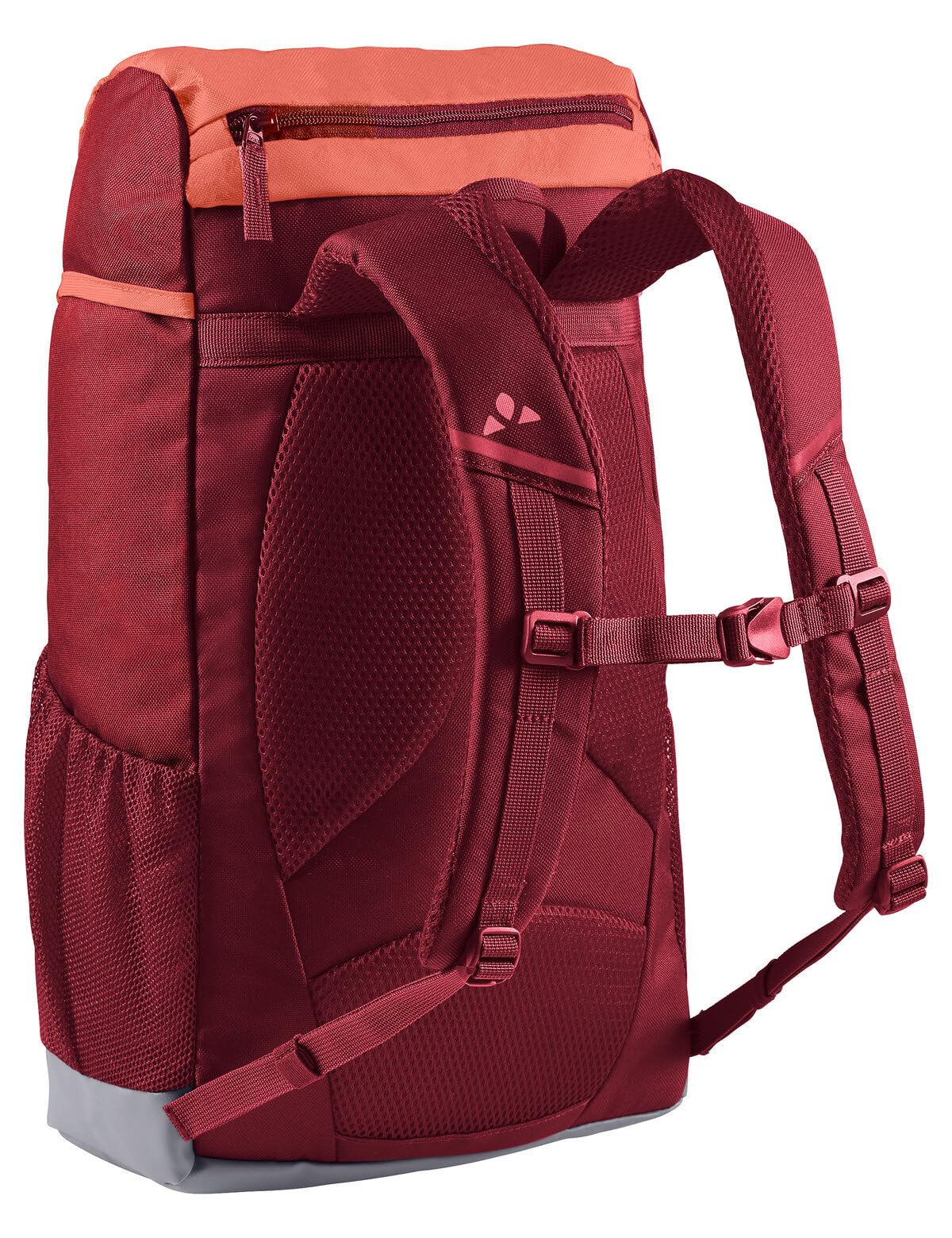 VAUDE Kinderrucksack Jungen & Mädchen Puck, hotchili, Einheitsgröße | Komfortabler Wanderrucksack Kinder 10L – Wetterfester Schul- oder Kindergartenrucksack mit Regenhülle & Lupe – viel Stauraum