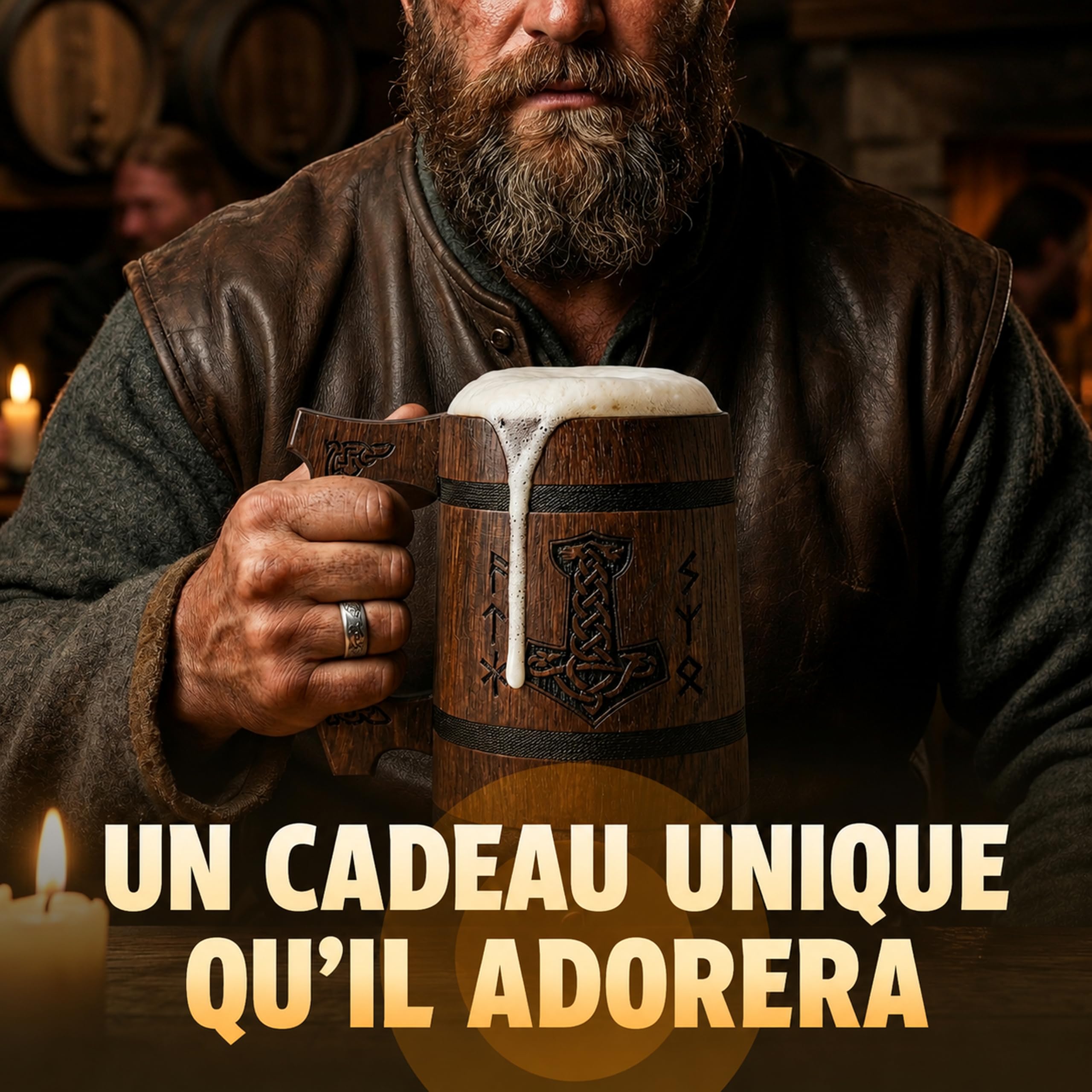 TESLYAR 0.6 Chopé Bière | Cadeau Biere | Tasse Viking | Choppe Viking | Cadeau Pour Noël | Cadeau Pour Homme | Chope à Bière | Choppe Biere | Viking Tasse | Verre Viking | Thor