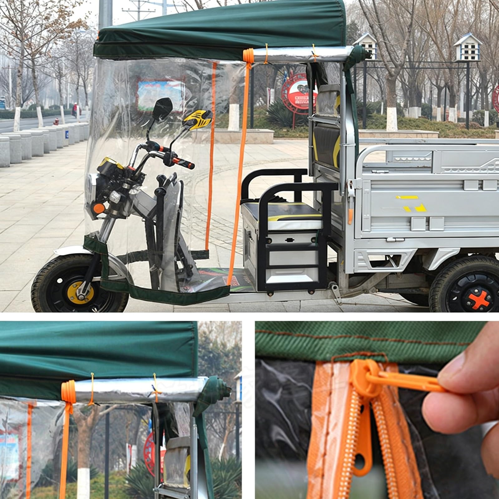 Funda para Triciclo Eléctrico para Adultos, Impermeable, Resistente a Los Rayos UV y Al Viento, Toldo Exterior Oxford 800D con Tiras Reflectantes de Seguridad(100cm/39.3in)