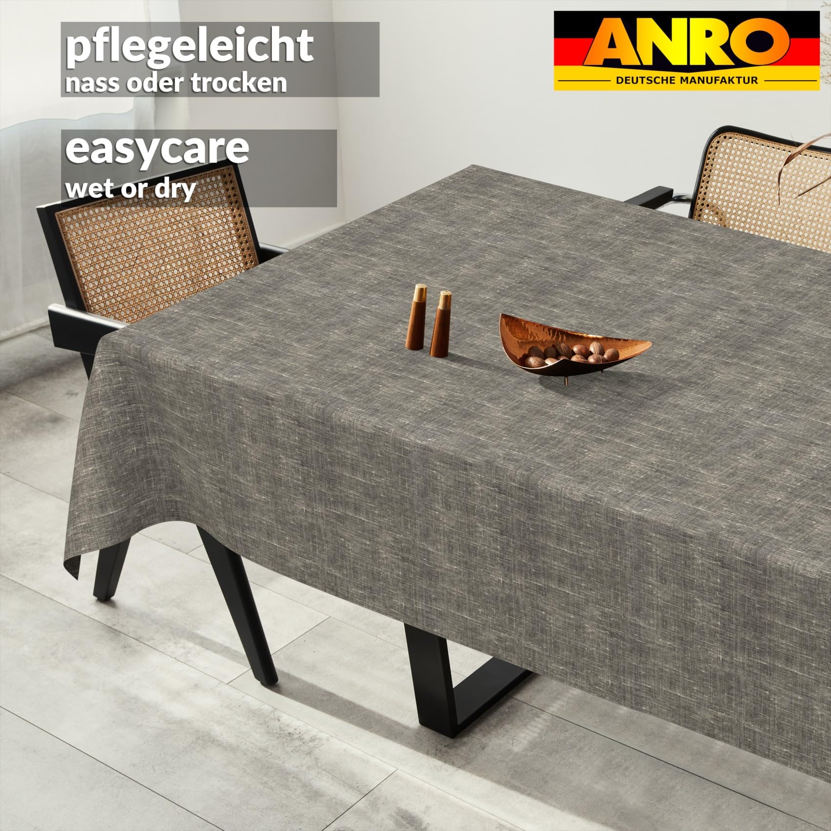 ANRO Mantel de Mesa 70% Algodón 30% Poliéster | Antimanchas Lavable Elegante para Cocina Comedor Jardín 300x140 cm