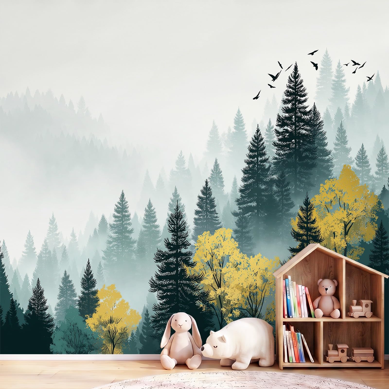 Natural, Scenery, Fresh motyw ptaka, lasu, tapeta ścienna, dekoracja ścienna, tapeta z motywem, 400 x 280 cm, dekoracja ścienna, tapeta ze wzorem do salonu, sypialni