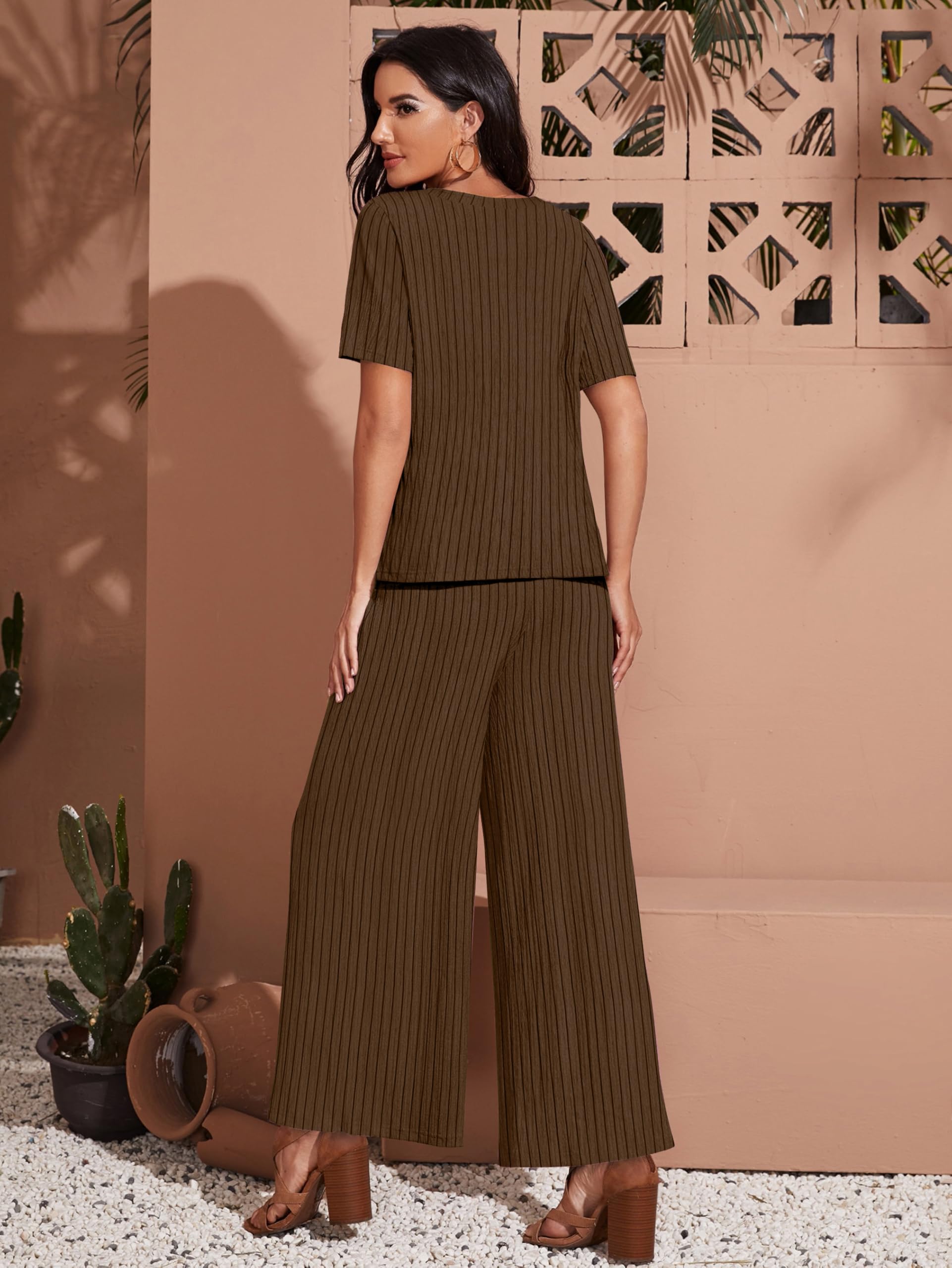 Toochki Pigiama da donna con top e pantaloni, tuta da notte coreana, set leggero con stampa a righe, biancheria da notte morbida e confortevole per ragazze e donne, set coordinato