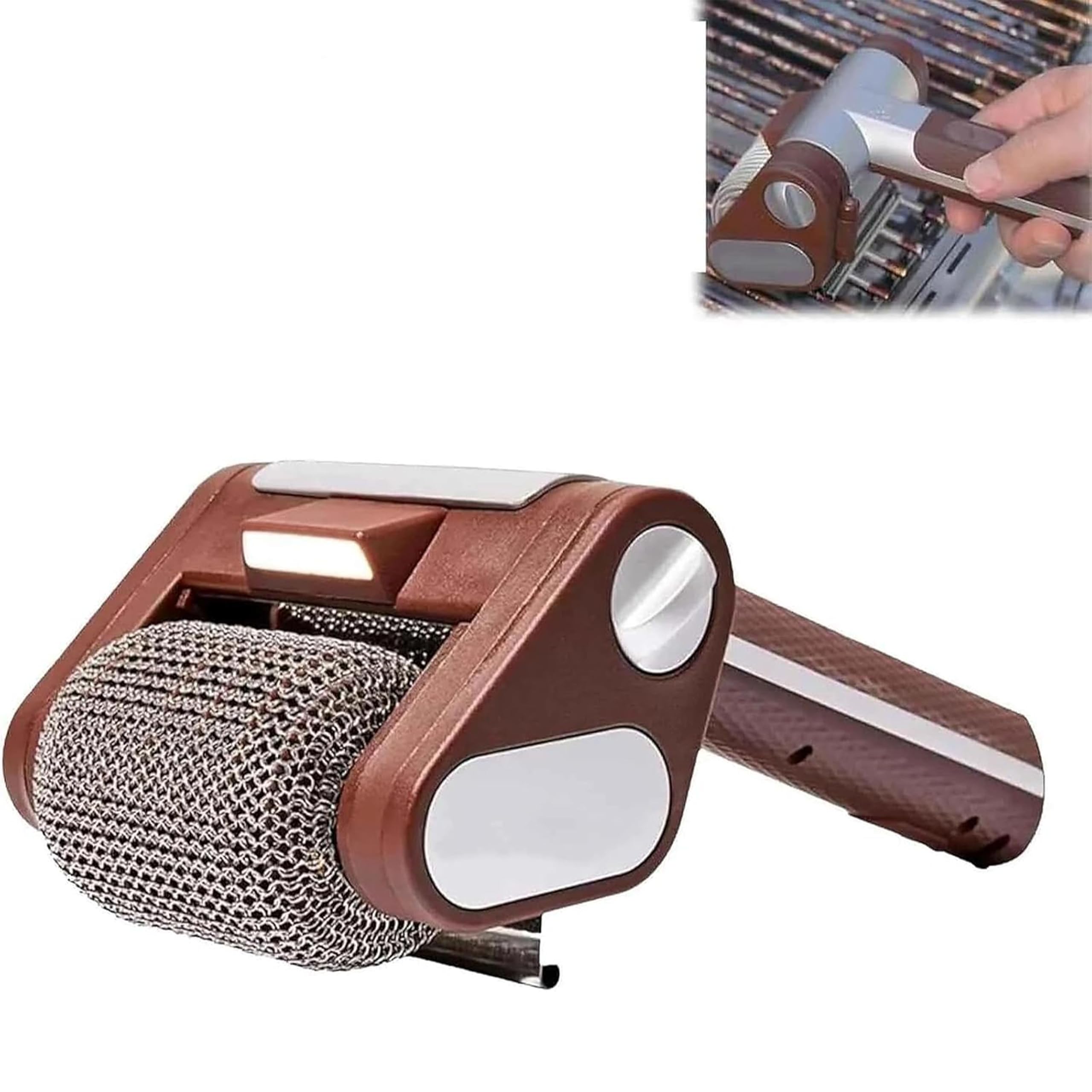 Spazzola per griglia senza fili, senza setole, senza fili, con luce LED, rullo in acciaio inox 304, scrubber automatico per griglia, design sicuro per una facile pulizia