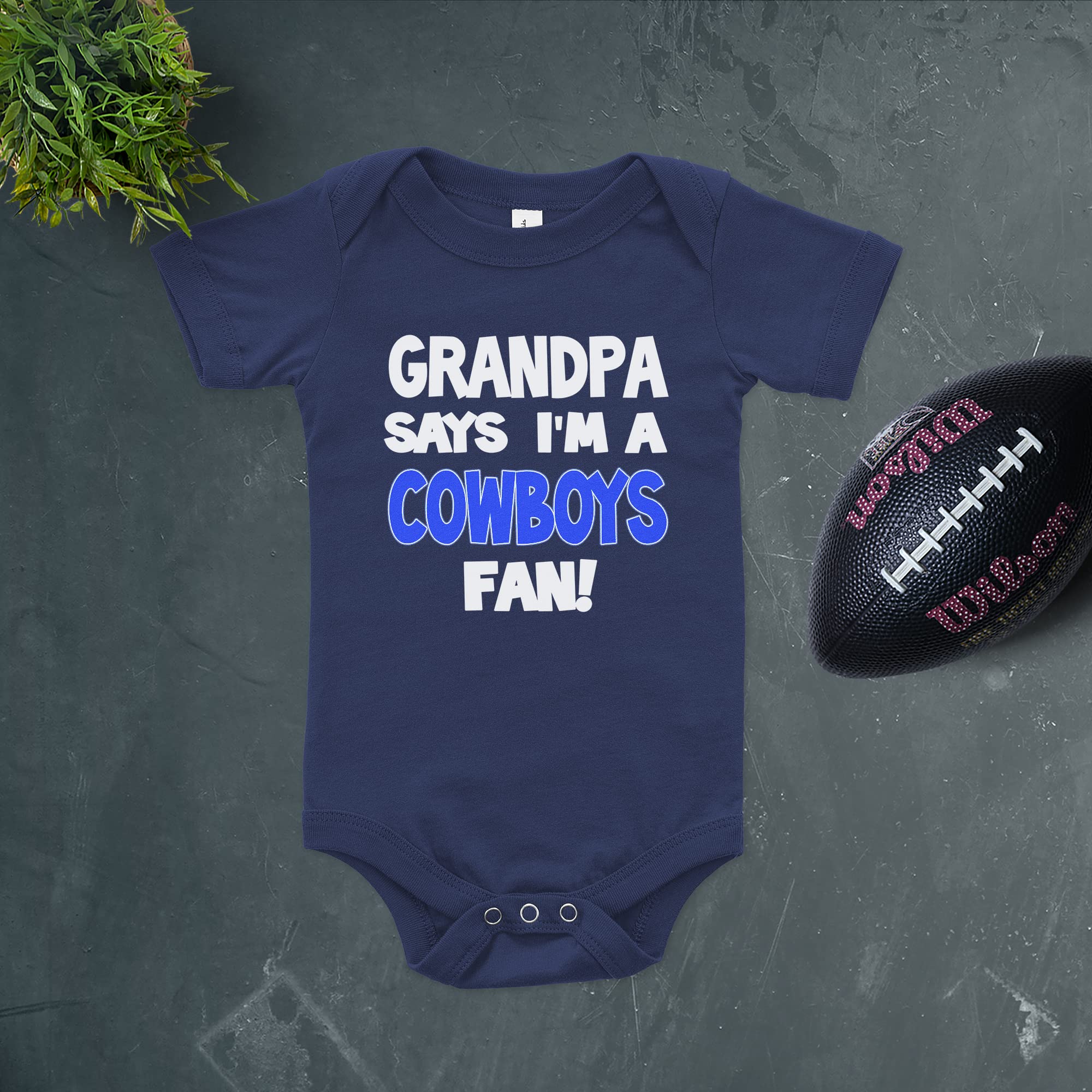 NanyCrafts' Grandpa Says I'm a Cowboys Fan Baby Bodysuit 3 Months Navy
