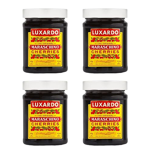 Luxardo, Gourmet Cocktail Marrasquino Cerezas 400G Tarro (Paquete de 4)