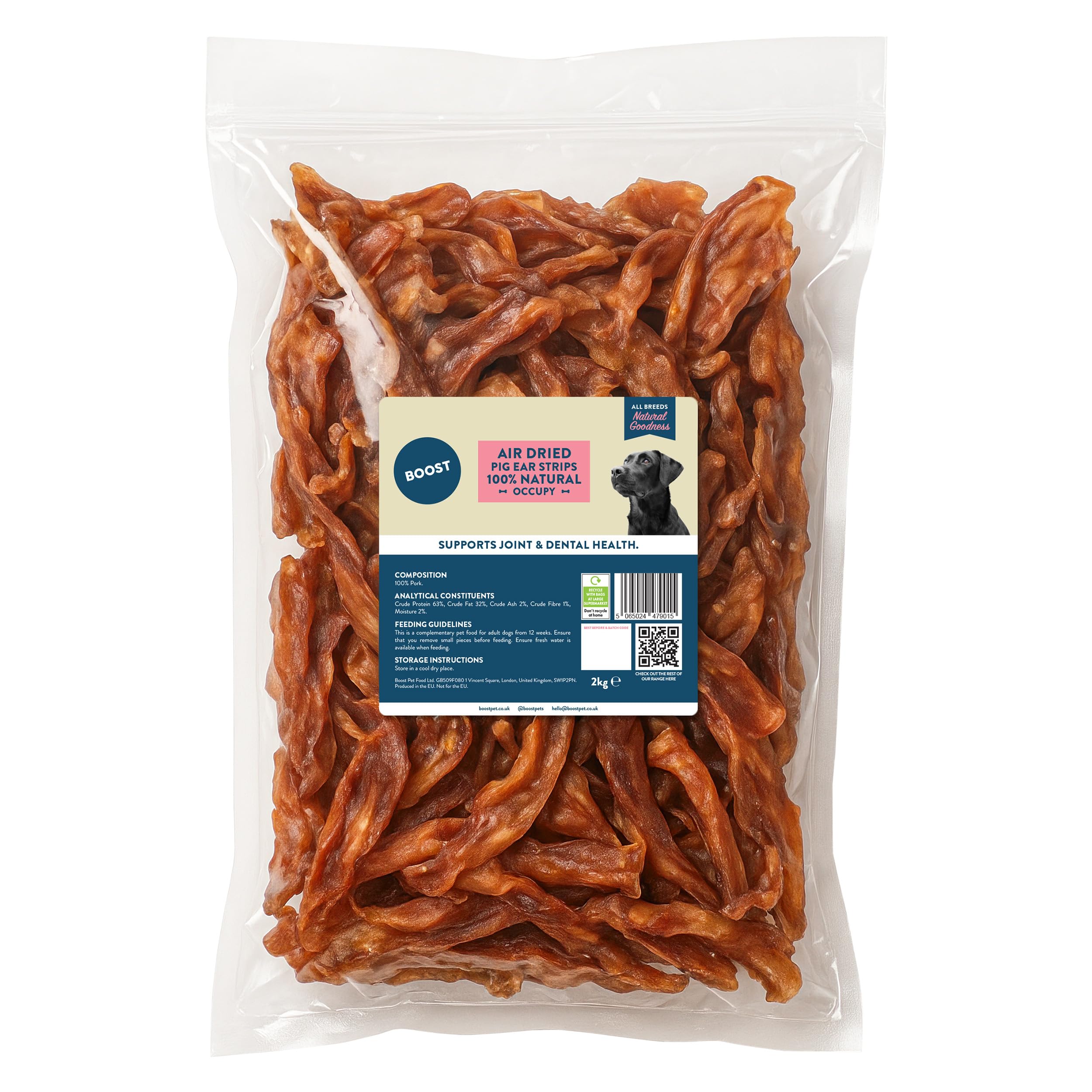 BOOST Air-Dried Grain-Free Treats for Dogs - Pig Ears, 2kg
