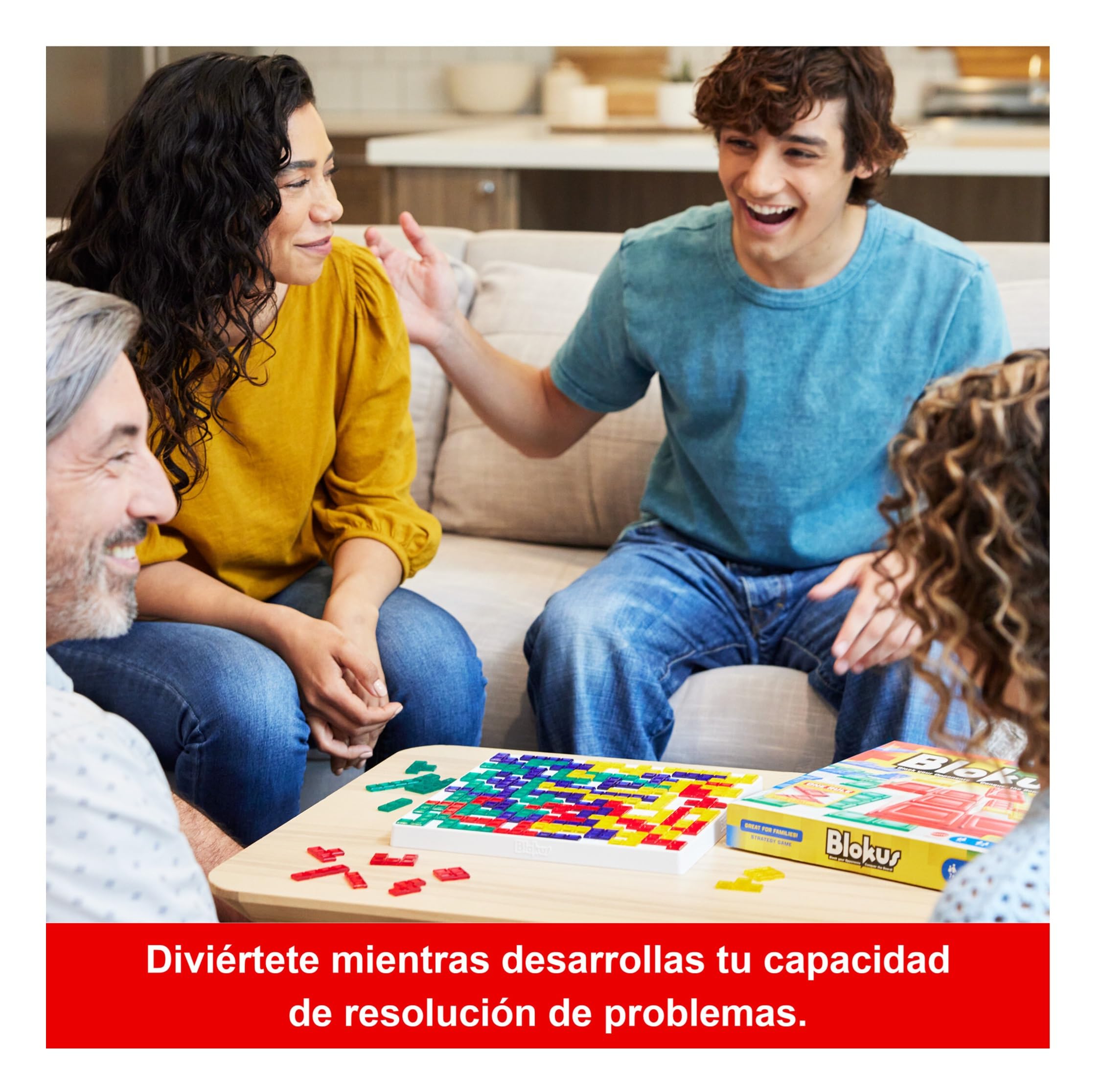 Mattel Games - Juego de Mesa Blokus - Fácil de Aprender - 21 Piezas de Color por Jugador - Entretenido - Estrategia y Desafíos - para Toda la Familia - BJV44