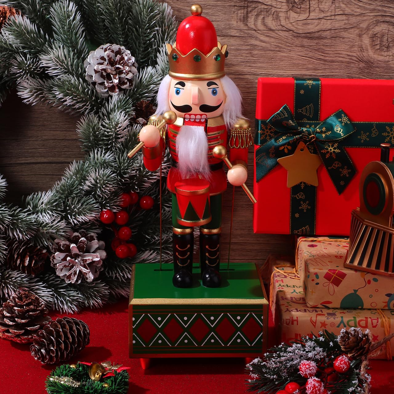 Boîte à musique casse-noisette classique : Casse-noisette, soldat en bois, mécanisme d'horloge, boîte à musique Casse-noisette, figurine de soldat pour décoration d'intérieur
