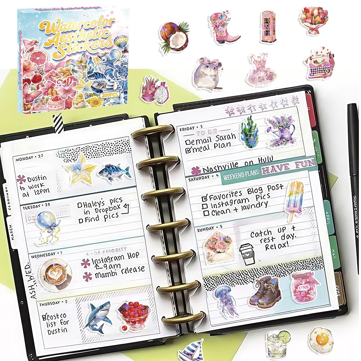 200PCS Watercolor Aesthetics Stickers - Image 3