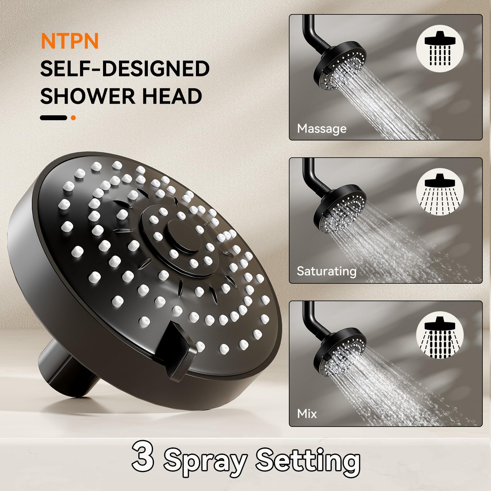 Dual Shower Head For Couples With Handheld, Tandem Shower System Featuring 6 Spray Modes Handheld 360 Adjustable Rainfall Showerhead Easy Install Two People Ba - View #9