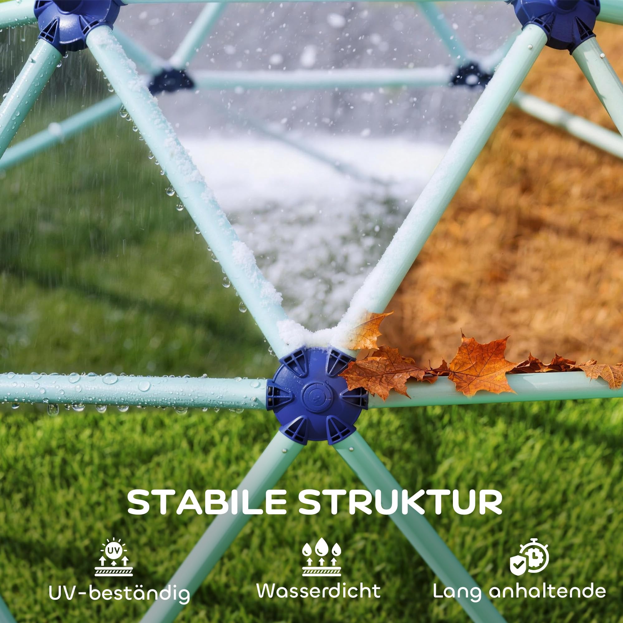 AIYAPLAY Kletterkuppel Ø182,5cm geometrisch UV-beständig für Kinder Blau | Wasserdicht, Outdoor Klettergerüst, Kletterdom, Bis 90 kg, Outdoor-Spielplatz, 3-8 Jahre, Kunststoff