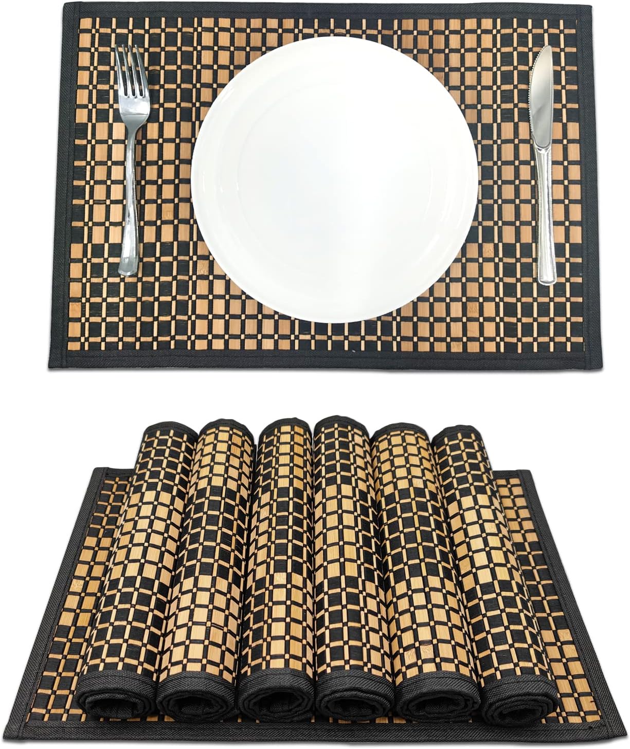 ANDSTAR Set of 8 Pcs Bamboo Placemats Rectangle Table