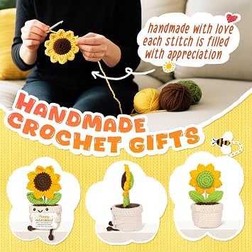 Retirement Gift for Woman, Handmade Positive Sunflower Crochet