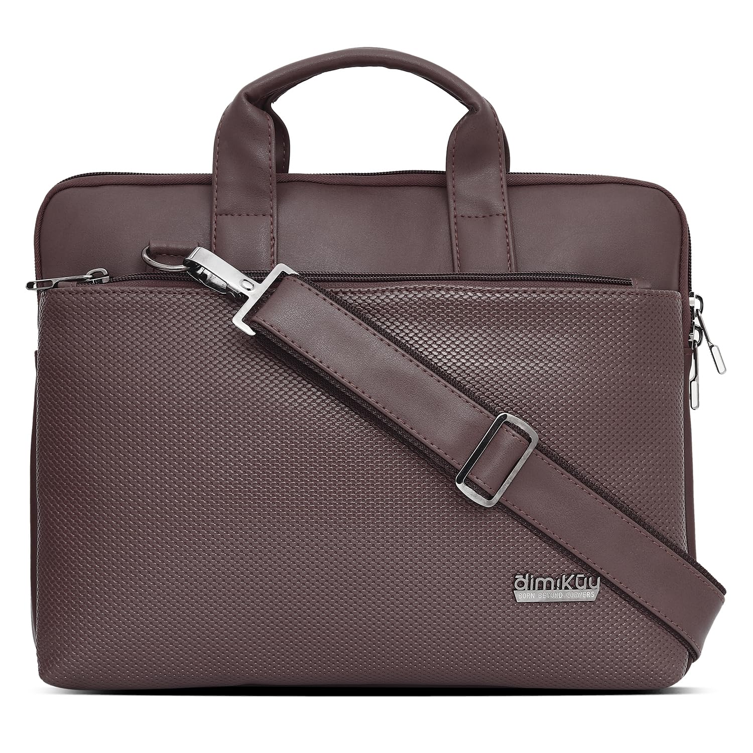 Brown Laptop Messenger Bag | 15 Inch Laptop Office Bag | Premium Vegan Leather Finish | Professional Shoulder Bag for Men & Women-image-41