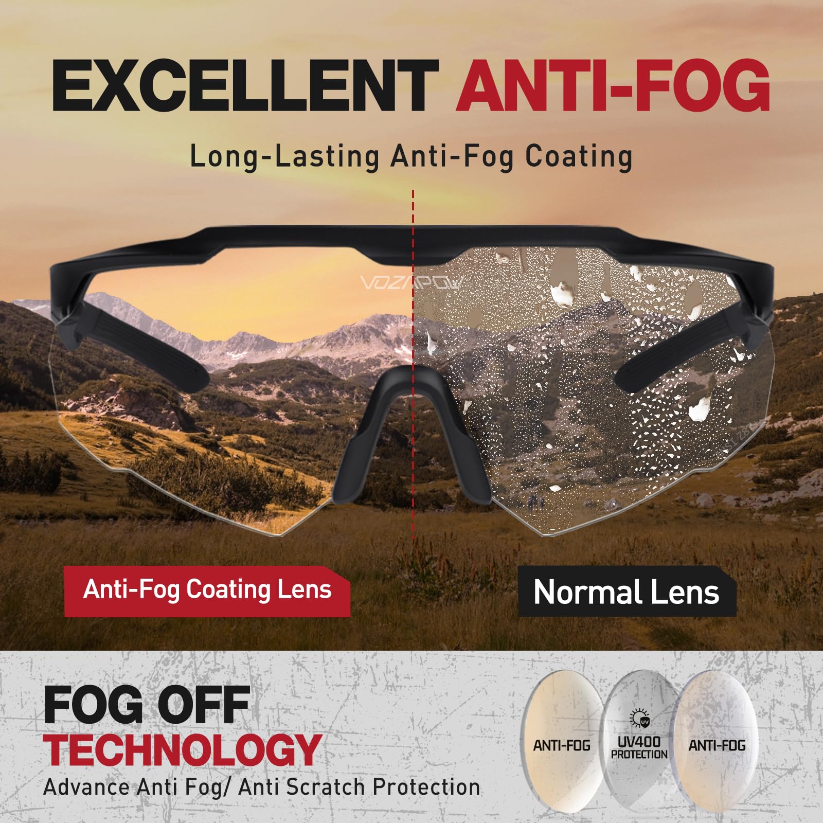 Lunettes de tir anti-buée avec verres haute définition, lunettes de sécurité tactiques certifiées ANSI Z87.1 pour hommes et femmes