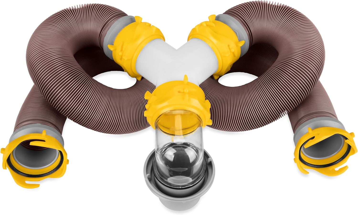 Camco Revolution 20' Sewer Hose Kit with Swivel Fittings and Wye Connector - Ready To Use Kit with Fittings, Hoses, and Storage Caps, Great For RVs with Separate Tank Valves, 39667