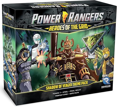 Renegade Game Studios Power Rangers Heroes of The Grid Shadow of Venjix paquete temático Expansión, nuevas cartas y jefes, estudios de juegos