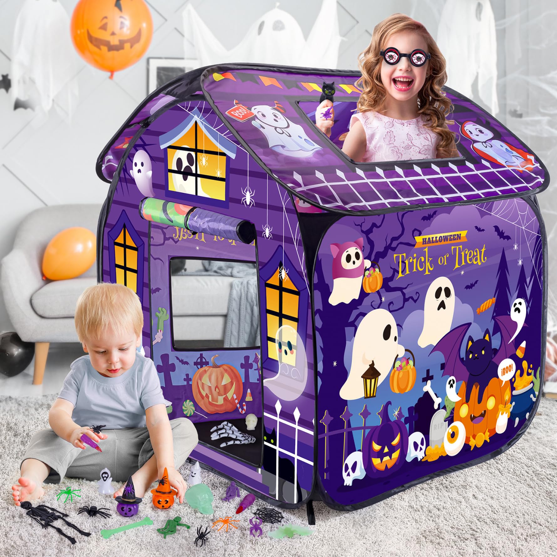 Tenda da Gioco per Bambini, casetta da Gioco Pieghevole Pop-up per Halloween