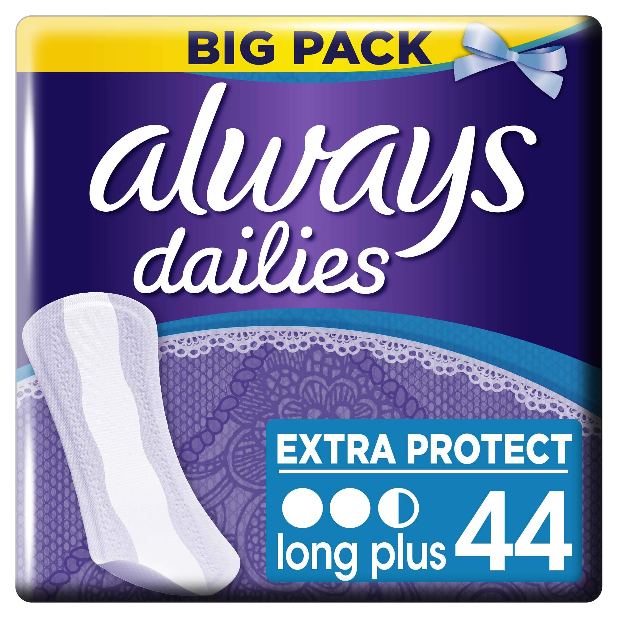 Always Dailies Extra Protect Panty Liners Long Plus, Pack of 4