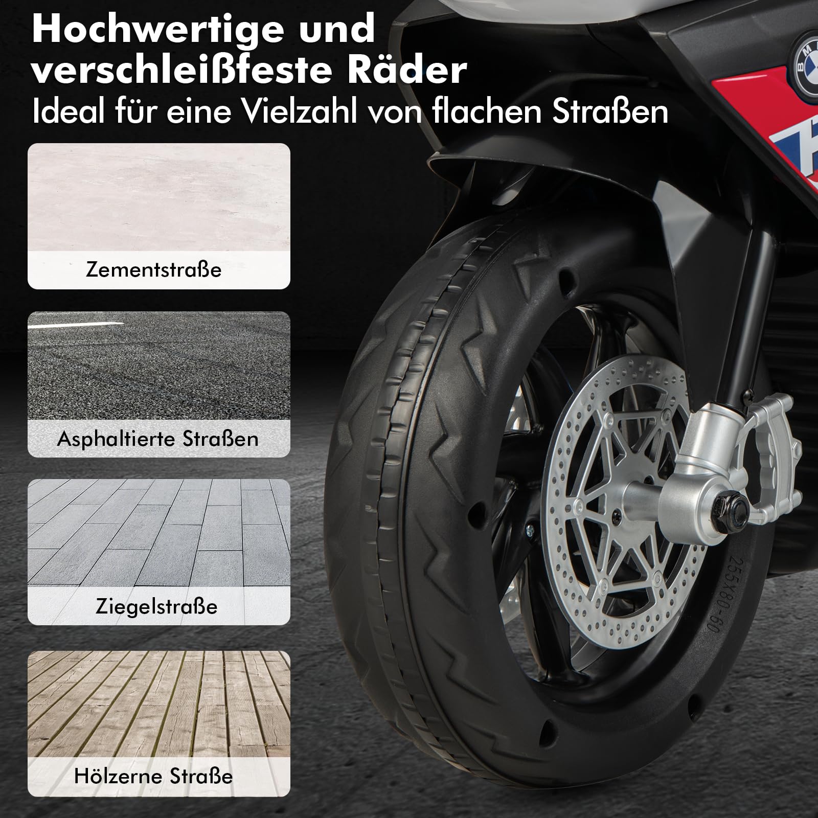 GOPLUS 6V BMW Kinder Elektromotorrad, Kindermotorrad mit Musik & Scheinwerfer für 3-8 Jahren, 3 km/h Kinderfahrzeug mit 3 Rädern & Fußpedal, Kinderdreirad bis 30 kg Belastbar (Rot)