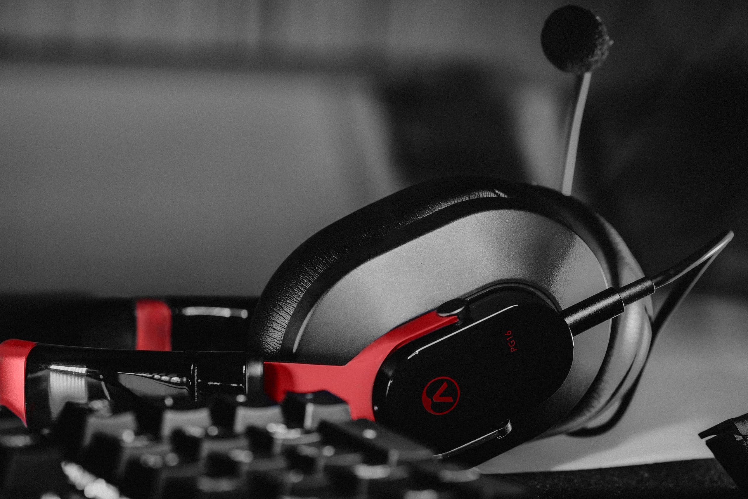 Austrian Audio Cuffie da Pro Gaming con Microfono PG16 (accessori da gaming pieghevoli, cavo da 1,4 m rimovibile), nero/rosso