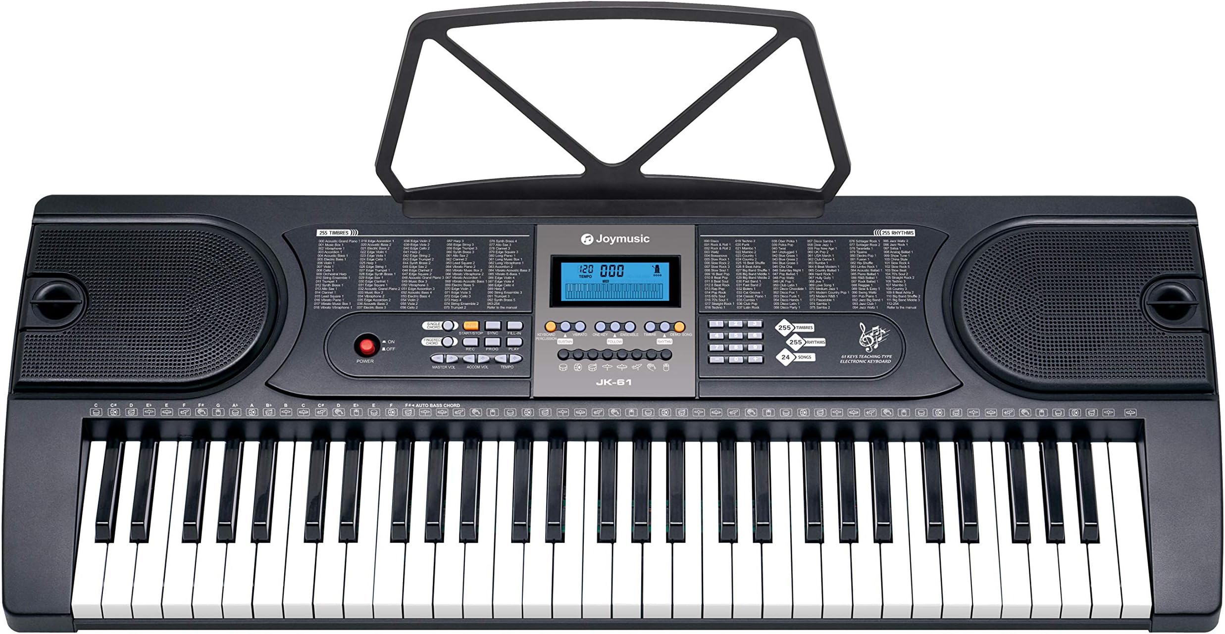 Joy JK-61 61-Key Electronic Keyboard with Microphone,Power Supply and Music Stand For Kids Or Beginners