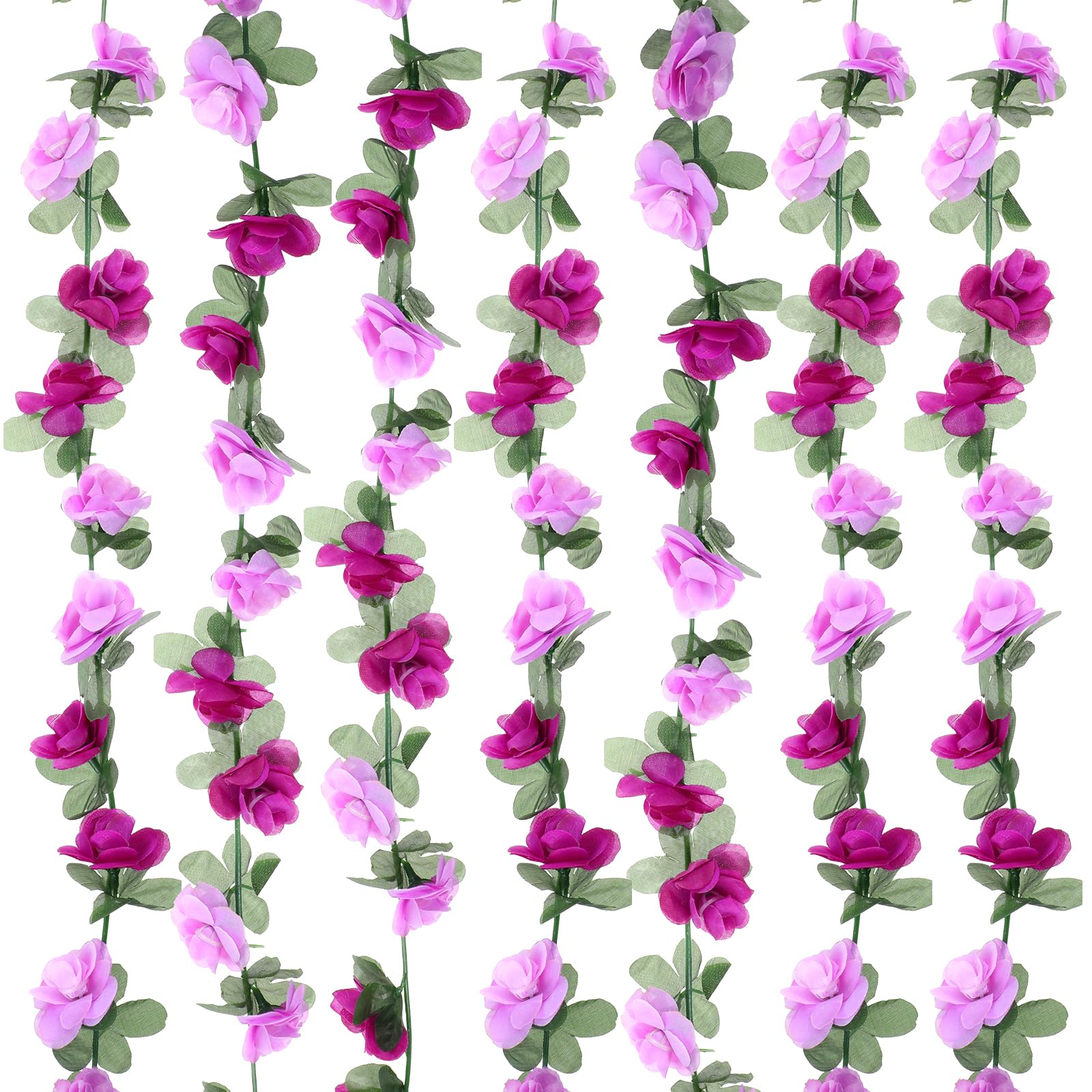 KALIONE 16.4FT Flowers Garlands Artificial Flowers Fake Flower Garland Hanging Decoration, 2 Strands Floral Vine Plant Garland Hanging Rose for Outdoor Indoor Home Wedding Arch Party, Purple