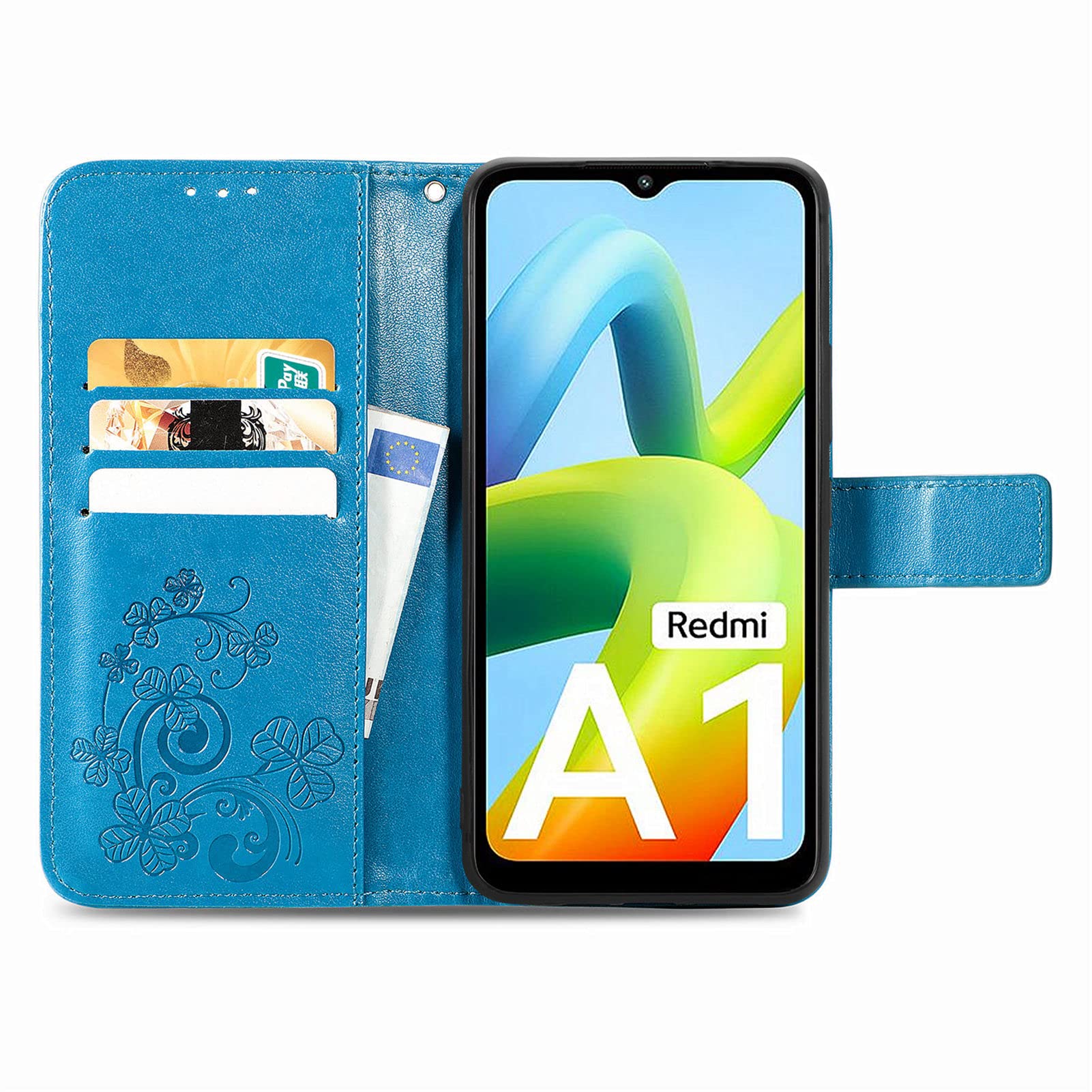 Custodia Creativo Dipinto Premium PU XiaomiRedmi A1/A2 Phone Case Pelle Wallet Card Holder Flip Caso Pelle Custodia Portafogli Protezione Coin Pocket Stand Function per XiaomiRedmi A1/A2,Rose Garden