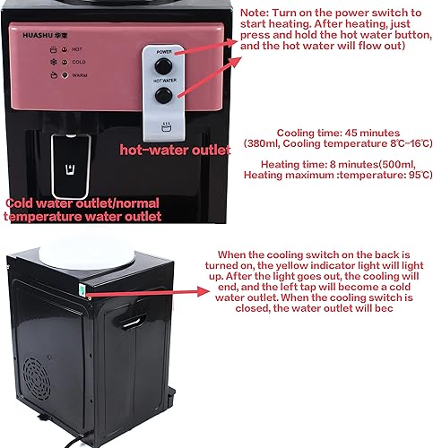 Miniatura 4 de Dispensador de agua de encimera de carga superior para dispensador de enfriador de agua caliente y fría de 5 galones, pequeña máquina eléctrica de