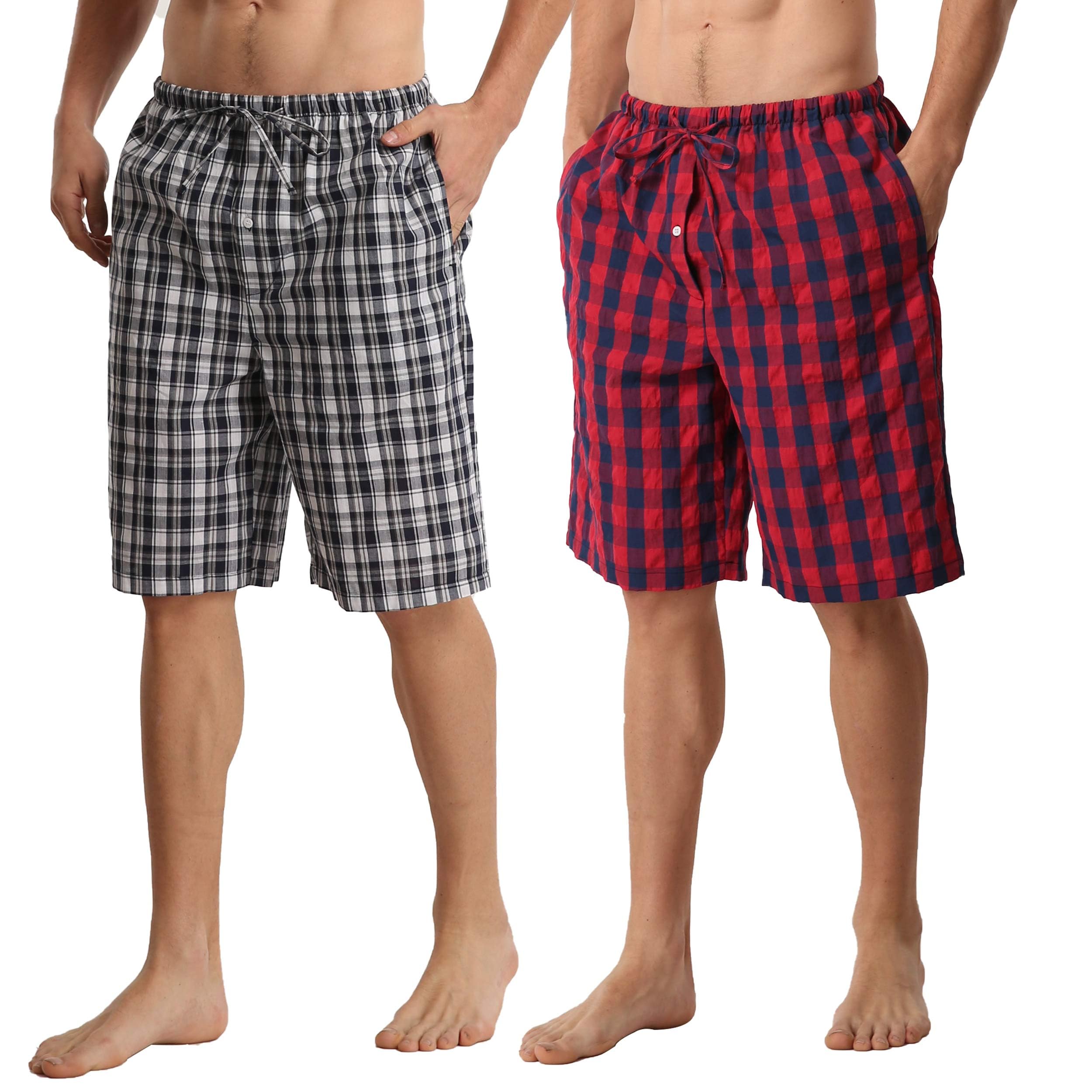 Short De Pyjama Homme En Coton à Carreaux - Taille Basse, Coupe Mini, élastique
