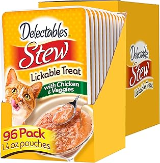 Hartz Delectables Stew Chicken & Veggies Lickable Cat Treat,1.4 Ounce, 12 Count (Pack of 8)