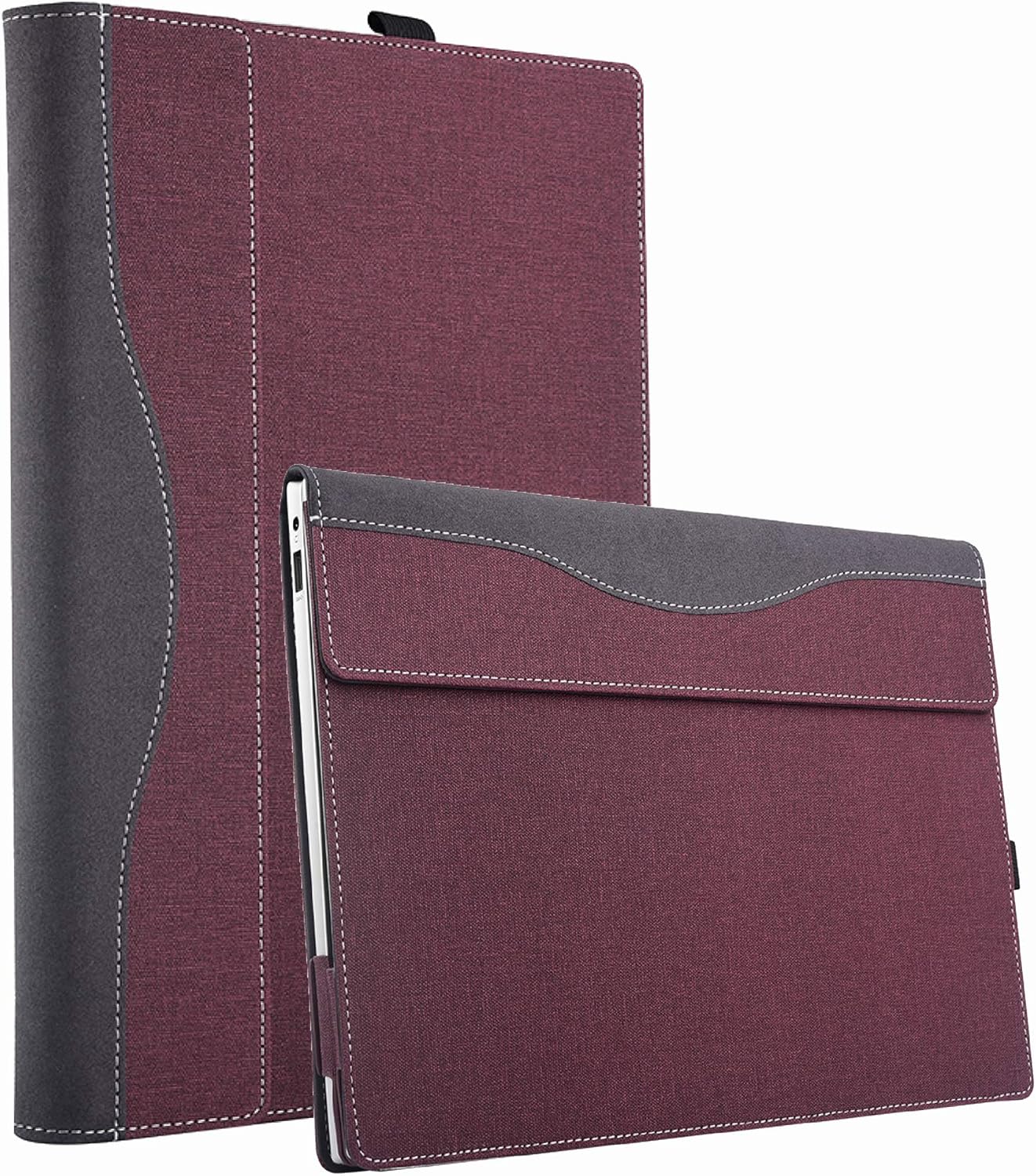 Laptop Case Cover for 15.6" Samsung Galaxy Book5/4/3/2 Pro 360 15.6 Pro5/4/3/2 NP950 NT955 NP750 Notebook Sleeve Bag PU Shell with Kickstands(Burgundy, 15.6)
