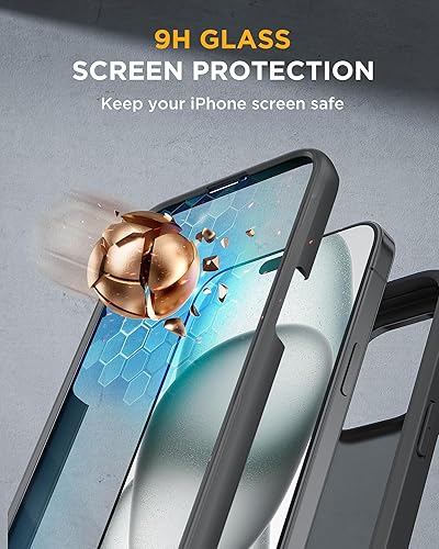 Miniatura 298 de Miracase Glass Series - Funda magnética para iPhone 15, compatible con MagSafe, de cuerpo completo, protector de pantalla de vidrio 9H integrado