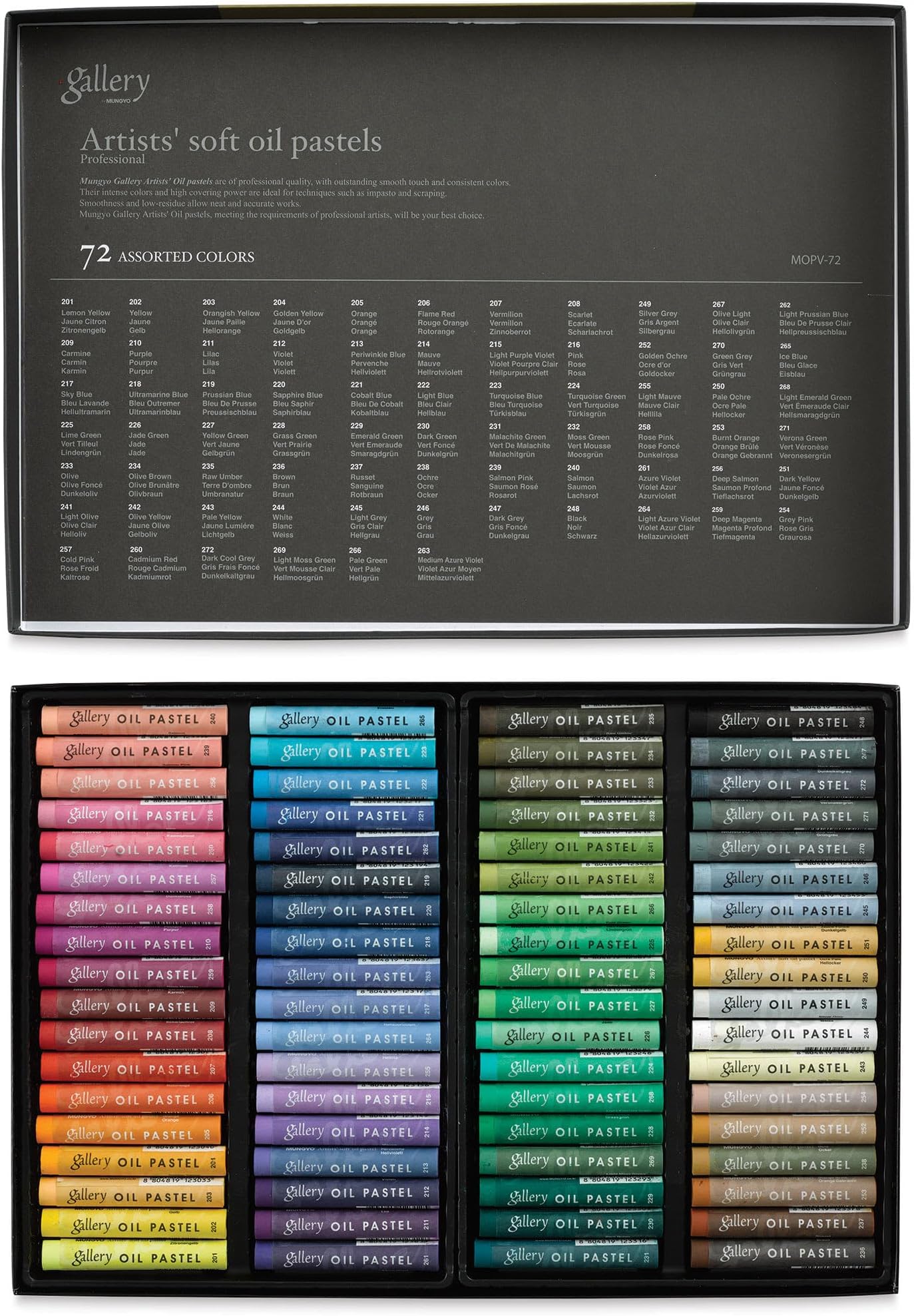 Gallery Professional Artists' Soft Oil Pastels Set of 72 Vibrant Colors for Blending